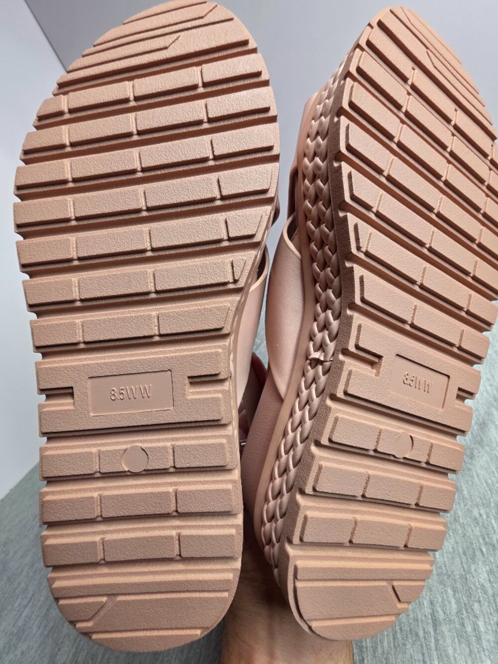 Torrid Womens Platform Sandals 8.5W Nude Blush Crossband Braided - Picture 5 of 7